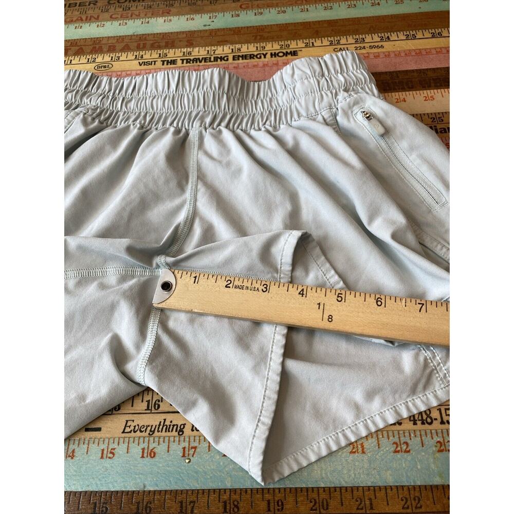 Lululemon Mint Green Shorts Size 6 Lightweight Elastic Zip Pocket Pull On Run - Picture 9 of 11